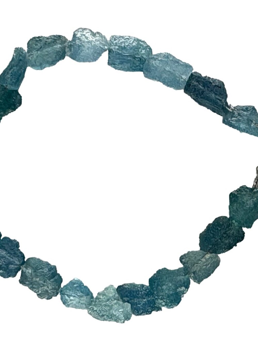 8mm Natural Icy Aquamarine Rock Stone Bracelet 925 Sterling Silver 190to210mm